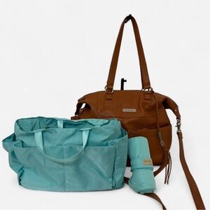 Lily Jade Shaylee Convertible Diaper bag in Camel Leather